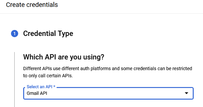 Chọn Gmail API