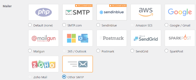 Chọn SMTP khác làm bưu phẩm